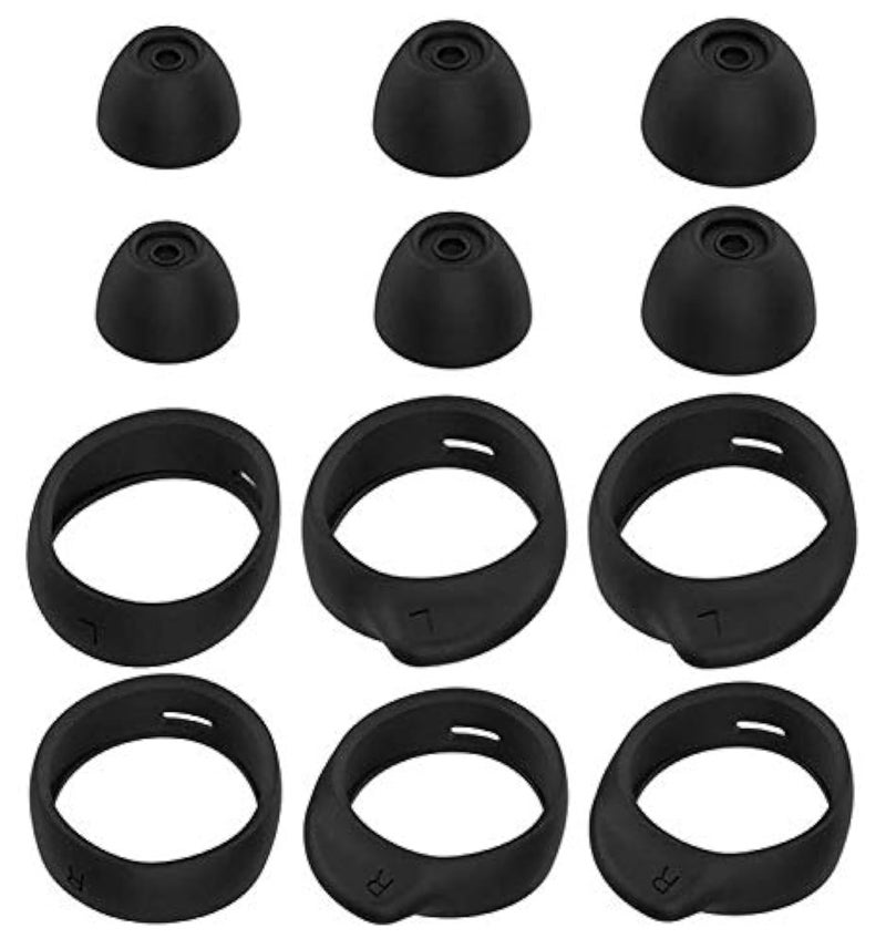 BLLQ for Samsung Galaxy Buds Ear Tips Wingtips 12 PCS Accessories, Silicone Earhooks Earbuds Cover Eargels Eartips for Galaxy Buds 2019, Black 12pcs - Image 1